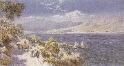 Charles rowbotham Lake como with Bellagio in the Distance (mk37) Sweden oil painting artist